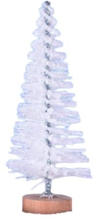 Whakano 5 Stück Künstlich Weihnachtsbaum Weihnachtsdeko,Mini Tannenbaum mit Holzsockel,Miniatur Christbaum Tanne,Weihnachten Figuren,Weihnachtsschmuck zum Basteln,für Tischdeko,Tisch,Büro,Weiß,7cm