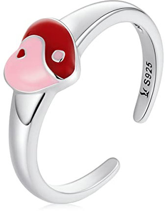 Herzförmiger Acht-Diagramm-Ring aus 925er-Sterlingsilber für Damen, verstellbarer Mädchenring, Schmuck, Geschenk