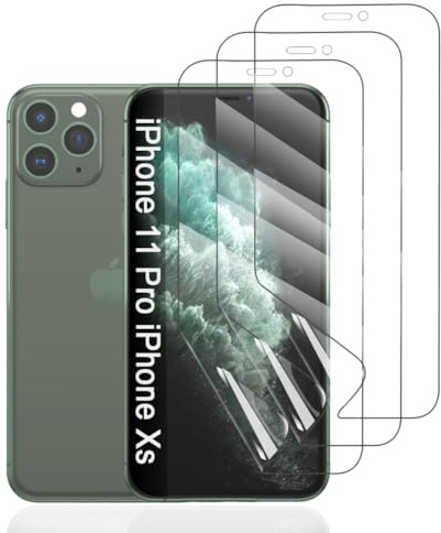 Hhfcryst Protector de Hidrogel Protector para iPhone 11 Pro/iPhone Xs/X, 3 Piezas TPU Protectores de Pantalla HD Transparente Suave (Vidrio no templado)