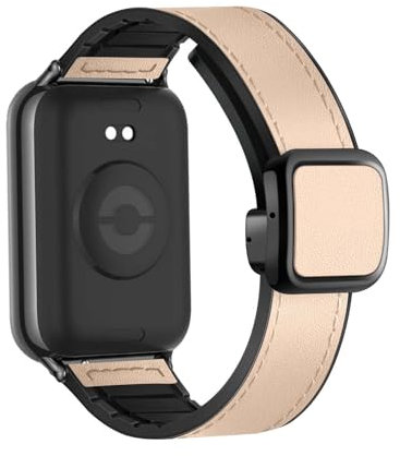 KUWAI Armbänder Kompatibel mit Xiaomi Mi Band 9 Pro Armband Leder Silikon Magnetisch Schnalle Einstellbar Sport Weich Komfort Ersatzarmband für Xiaomi Mi Band 9 Pro Uhrenarmbänder (2)