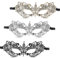 oruola 3 Stück Maskenball Spitzenmaske,Maskenball Augenmaske für Frauen,Venezianische Maske Damen Schwarz,Karneval Spitze Maske,Ball Kostüm Zubehör für Maskerade Party,Schwarz Gold Silber