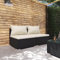 KTHLBRH 2-TLG. Garten-Lounge-Set mit Kissen Poly Rattan Schwarz Terrassenmöbel-Sets Outdoor-Möbel-Sets Gartenmöbel-Sets Balkonmöbel-Sets für Terrasse, Garten, Balkon