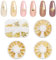 Scettar Lot de 4 boîtes de Bijoux Ongles Nail Art(Couleur or),Nail Charms 3D,Decoration Ongles Nail Art,Décorations et Accessoires Pour les Ongles Rose, Étoiles, Soleil, Croix