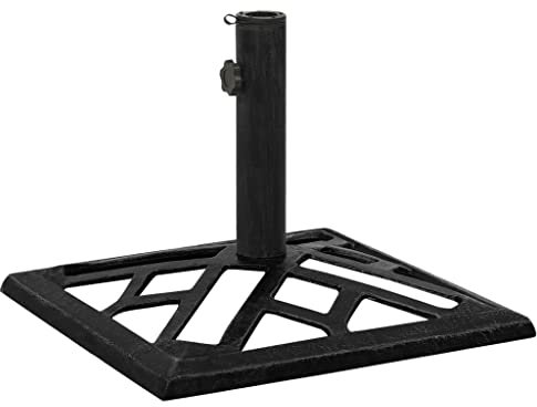 Pied de parasol robuste en fonte avec adaptateurs réglables pour différentes tailles de mâts - Motif floral décoratif pour la stabilité du jardin ou de la terrasse