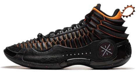 LI-NING Way of Wade 10 Serie Black Dragon Herren-Basketballschuhe Futter rutschfest Professionelle Stoßdämpfung Sneaker Sportschuhe Schwarz Orange EU 43 2/3