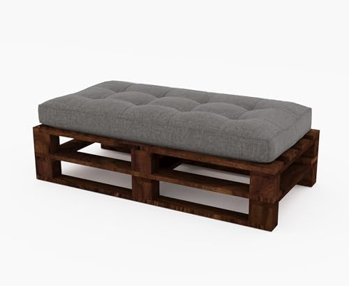 Lermowood Palettenmöbel Mpe Hocker 120 x 80 cm Palisander | Europaletten Indoor und Outdoor Lounge Gartenmöbel Holz Gartenmöbel Set Lounge Möbel Terrasse Balkon Loft Stil Paletten