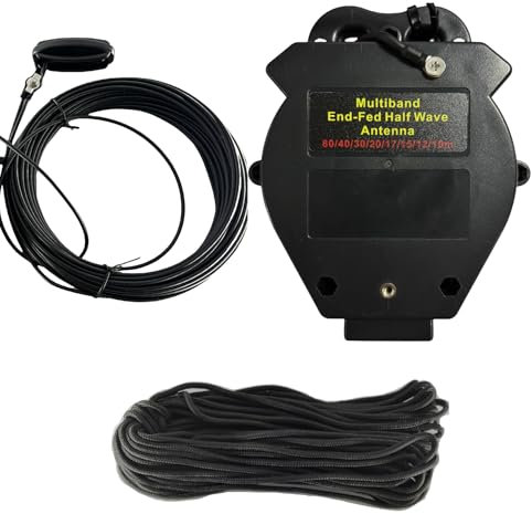 JYR8010-1000W End Fed Half Wave Antenna for Ham Radio, 1000W Shortwave Radio Antenna, 8 Band 10m 12m 15m 17m 20m 30m 40m 80m Long Wire Antenna, 1:64 Balun No Tuning Great for POTA/SOTA