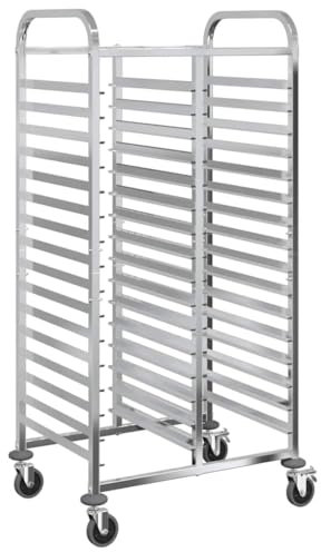 vidaXL Carrello Portateglie con 32 GN Contenitori 75x55x162,5 cm, rastrelliera per vassoi, Carrello per panetteria, rastrelliera per teglie da panino