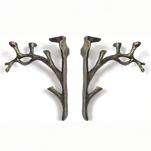 Équerre ÉtagèRe Murale, Lot De 2, Support En Fonte De Fer, Avec Ornement Lys, Vintage, Couleur Bronze, Forme De Branche Vintage, Support D'éTagèRe Triangulaire, DéCoration Murale