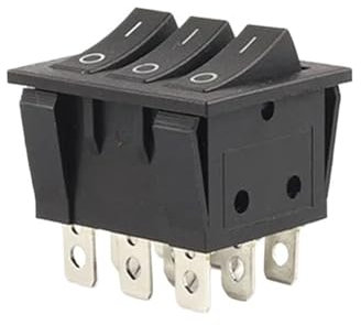 1 STÜCKE 40,3X33,3mm Wippschalter KCD3 Rotes Licht 3-Wege-Schwarzschalter 9-polig 2 Positionen EIN-AUS/EIN-EIN 16A/30A 250VAC Dreifach-Netzschalter(Black)