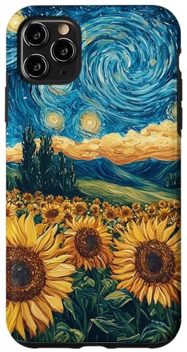 Sunflower Floral Flower Van Gogh Style Starry Night Graphic Case for iPhone 11 Pro Max