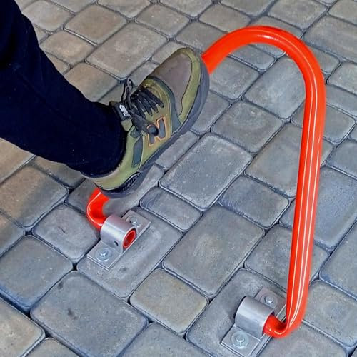 BeckerTechnik BSG-SO Parkbügel klappbar Parkplatzsperre kippbar Kipp-Pfosten mit Fußbedienung abschließbar Parkplatzbügel