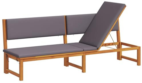 vidaXL Sonnenliege Öl-Natur 200 x 57 x 75cm Massivholz Akazie, Akazienholz Gartensitz, moderner rechteckiger Liegestuhl, verstellbare Rückenlehne, wetterfest, relaxen im Garten