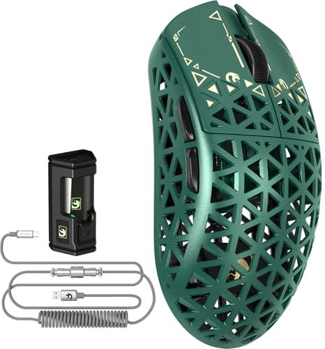 MAMBASNAKE M5 Ultra Carbon Fiber 8000Hz Wireless Gaming Mouse, 39g Superlight 42000DPI, sensore PAW3950MAX Nordic 52840, Bluetooth/2.4G/USB-C Wired Mice with Mouse Coiled Cable, for PC/Mac