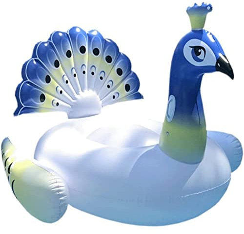 YCVAWEOD Pfauenform -Badingring, verdickte aufblasbare Matratze für Schwimmbad/Strand, aufblasbarer Pool Schwimmer mit Handpumpe LWX