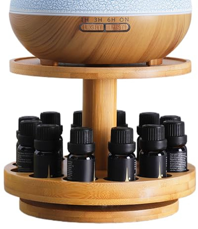 YNPQTDS Holzsammlung Ätherisches 18 X 18 X 16 Cm Duftöl-Organizer Holz Öl Display Ständer Raumdüftezubehör Koffer Öl-Aufbewahrungsbox Tablett Für Schlafzimmer Wohnzimmer Für Nagellack Duftöle
