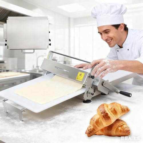 Manual Dough Sheeter Machine,Upgrade Foldable Pastry Roller with Adjustable Thickness 0-25mm, Stainless Steel Dough Press & Croissant Laminator for Home Commercial Bakeries, Pizza A