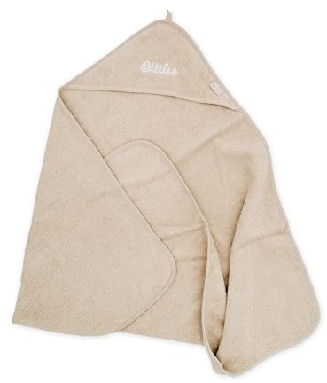 wunderwunsch Jollein Kapuzenhandtuch mit Name, Babyhandtuch personalisiert | Handtuch für Baby personalisiert, großes Kapuzenbadetuch aus Baumwolle, Kinder Badetuch Junge und Mädchen bestickt