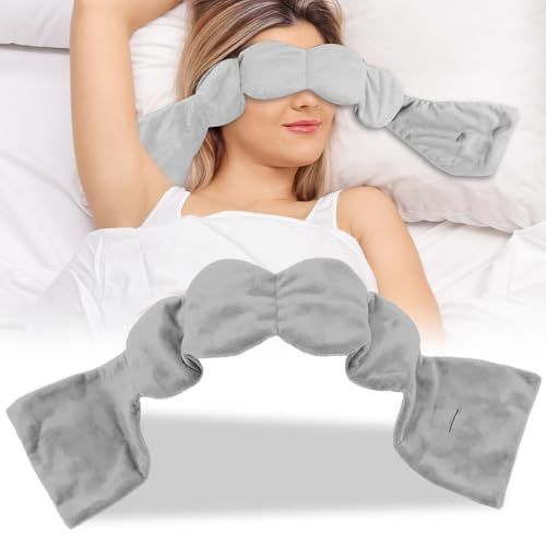 SGZIOO Masque Lesté pour Les Yeux, Masque de Sommeil pour Adultes,Cache-Yeux Confortable,Cache-Yeux Doux Avec Microbilles en Verre, Œil Bloquant La Lumière, pour Avions, Voyages et Maison (Gris)