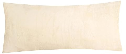 1 x Fleece Winter Kissenbezug in 40x80cm - Ecru (1-Stück-40x80cm-Ecru) | weich flauschig und warm, Kissenhülle, kuschelig