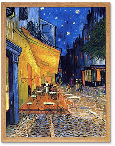 Wee Blue Coo Vincent Van Gogh Cafe Terrace Place Du Forum Arles 1888 Art Print Framed Poster Wall Decor Kunstdruck Poster Wand-Dekor-12X16 Zoll