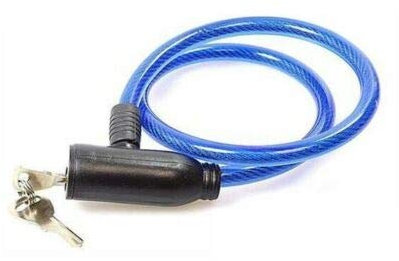 Steel Spiral Cable Bicycle Bike Lock 2 Keys Cycle Chain PVC Non scrachable Sleve (Blue)