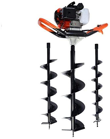 Taladro de Gasolina 52cc Post Hole Digger barrena Gasolina 3 Fresas Brocas Earth Borer (Incluye 3 Brocas de 4/6/8)