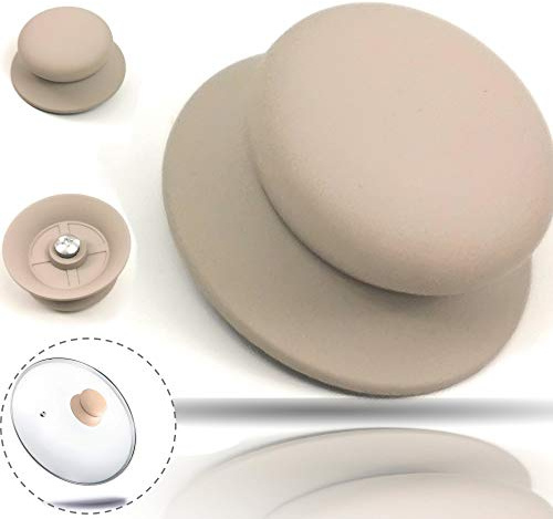 Kerafactum Ersatzgriff für Glasdeckel 3X robuster Pfannengriff Deckelknopf Austausch Topf Griff Knauf Topfdeckel Universalgriff silikoniert beige Topfdeckelgriff Deckelgriff Ersatz Pfannen Deckel