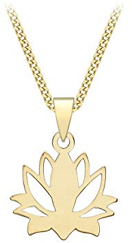 CARISSIMA Damen Panzerkette aus 9 Karat Gelbgold, poliert, Lotusblüte, 46 cm