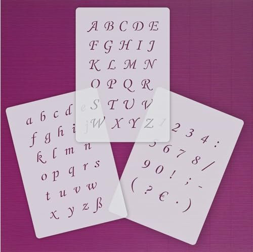 3er Schablonen Set Nr.39 extra kleine Schrift und Zahlen-Schablonen ● für Scrapbooking und Grusskarten