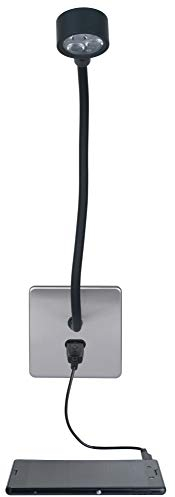 Schneider Electric Ultimate Screwless Flat Plate - Single Power Socket with Bedside Lamp and USB Charging Ports, GGBGU1412BUBSS, Stainless Steel with Black Insert