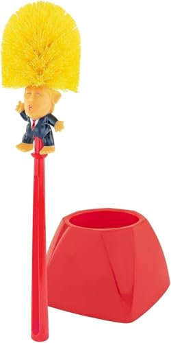 Fairly Odd Novelties Donald Trump WC-Bürste mit Halter – perfektes weißes Elefanten-Geschenk, politisches Geschenk, Macht Toiletten Wieder sauber, rot (FON-10344)