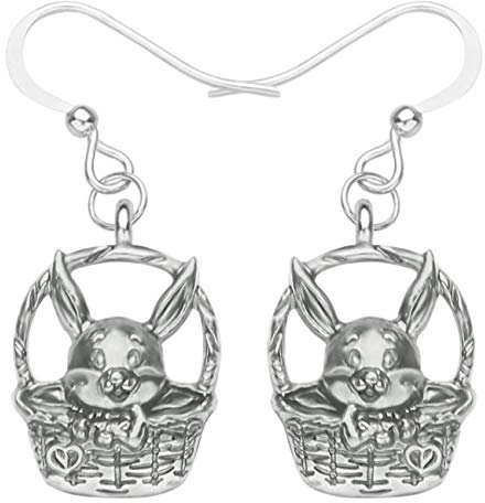 DOWAY Cute Ostereier Kaninchen Ohrringe Acryl Osterhase Dangle Schmuck Geschenke für Damen Mädchen lustig Ostern Deko (Silber)