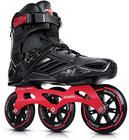 Inline-Skates für Herren und Damen, 3-Rad-Rollschuhe für Damen und Herren, Hochleistungs-Fitness-Inline-Skates für Erwachsene und Unisex, Schwarz und Rot