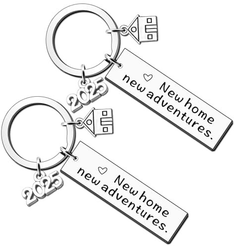 AMZQ Schlüsselanhänger zum Einzug, Geschenk zum Einzug, Geschenk für neue Hausbesitzer, Hausbesitzer, Immobilienmakler, silber, One size