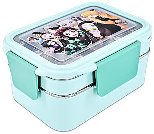 Roffatide Anime Demon Slayer All-in-One-Bento-Boxen Kamado Tanjirou Nezuko Agatsuma Zenitsu Hashibira Inosuke Lunchbox-Behälter für Lebensmittel, Obst, Snacks