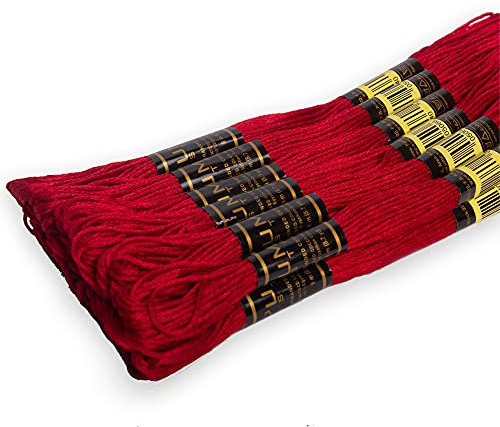 UMC STAG, Filo da ricamo di alta qualità, 12 pezzi, 100% cotone egiziano, matassine per punto croce, intrecciato certificato Oeko TEX, ideale arti e mestieri (rosso, 47/321