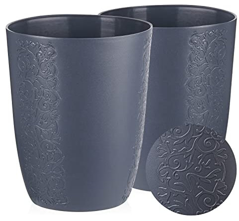 Tymar Blumentopf, 2er-Pack, Orchideentopf, Blumenkübel für Orchidee, Pflanzentopf aus Kunststoff, Moderne, schlanke, Runde Form (Graphit, ø 16 cm)
