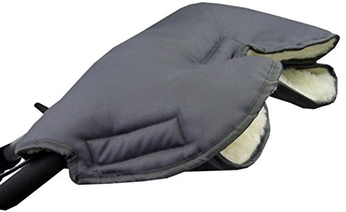 BAMBINIWELT Muff Handwärmer Handschuh für Kinderwagen Buggy mit Lammwolle für warme Hände universal UNI (dunkelgrau)