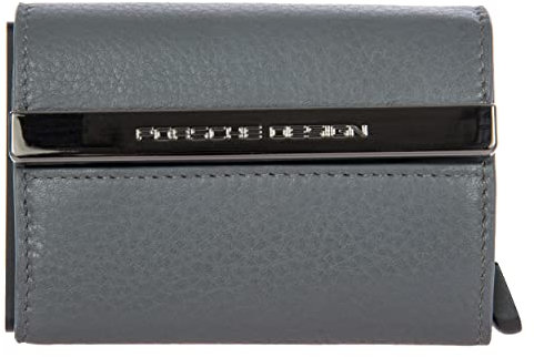 Bric's Porsche Design X Secrid Unisex-Kartenhalter aus Leder mit RFID- und NFC-Schutz, Pop-Up für 4 Karten, Banknotenfach, Größe: 6,5cm x 9,5cm x 2cm, Grau