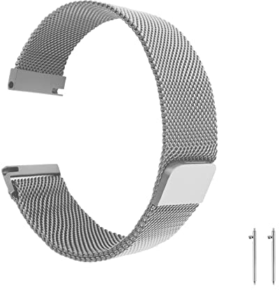 cobee Gewebtes Schnellverschluss-Uhrenarmband aus Mesh, Magnetisches Uhrenarmband aus Metall, Verstellbare Ersatzbänder aus Edelstahl mit Magnetverschluss, Armbänder für Männer Frauen(20 mm, Silber)
