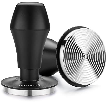Normcore Kaffee Tamper 53.3mm - Druckregulierender - Barista Stempel mit 15lb / 25lb /30lbs Anpressdruck - Aluminiumgriff Matte (Tamper-Base Ripple, Durchmesser Ø 53,3mm)