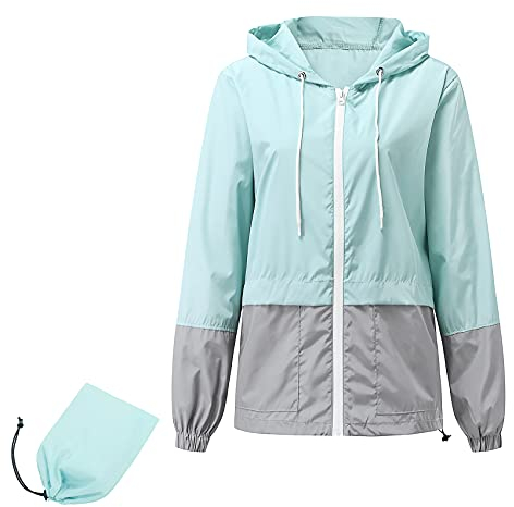 Durio Leicht Regenjacke Damen Wasserdicht Atmungsaktiv Faltbar Windbreaker Mit Kapuze Softshelljacke Fahrradjacke Regencape Blau 2XL