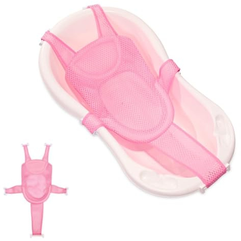 Lorelli Babywannennetz Turtle, Kunststoff Clips, Badewanneneinsatz, ab Geburt pink