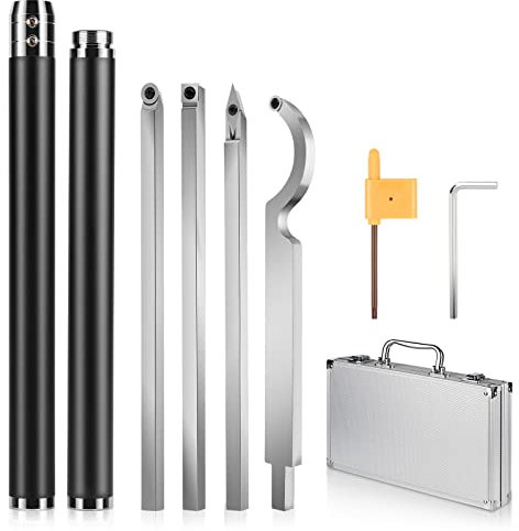 LALAGO Drechseleisen Set, Drechselwerkzeug Drehmeißel Set für Holz, Drehfinisher Werkzeug Set, Holzdrehwerkzeugsatz mit Hartmetallfräsern, Abnehmbarem Aluminiumgriff und Aluminium-Tragetasche