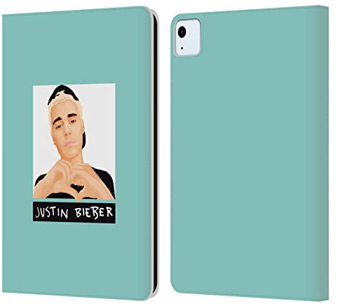 Head Case Designs Licenciado Oficialmente Justin Bieber Signo de Mano de Amor Justmojis Carcasa de Cuero Tipo Libro Compatible con Apple iPad Air 2020/2022