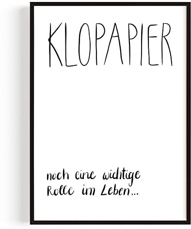 Badezimmer Deko Bilder – Kunstdruck 'Klopapier Rolle' A4 (21 x 29,7 cm) – Made in Germany – Mit Rahmen – Verleiht Deinem Raum eine besondere Note, als Wanddekoration – Macht Freude im Alltag