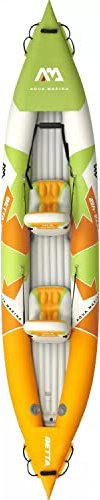 Aqua Marina Kajak 412x83 cm für 2 Personen mit Luftsitz Verstellbarer Lehne Transporttasche Reparaturset Handpumpe strapazierfähig Grün/Weiß/Orange