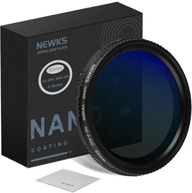 NEWKS 55 MRC Filtro ND variabile ND2-ND400, densità neutra, filtro ND regolabile (da 0,3 a 2,7, da 1 a 9 stop), No X Cross/vetro ottico/30 strati nano-rivestito/ultra