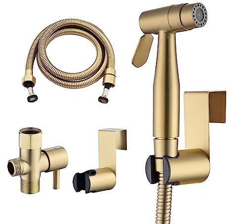 Senhozi Bidet-Sprühgerät für Toilette, goldfarben, gebürstet, Edelstahl, Sprühkopf mit Strahl und sanftem Sprühmodi, Handspray für das Badezimmer für Windelsprüher